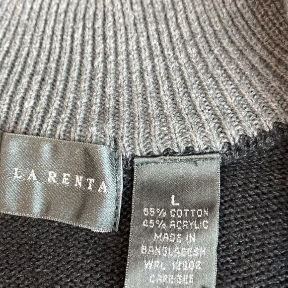 Oscar de la Renta Men's Cotton Blend Dark Grey Pullover/Sweater Size L - Picture 4 of 7